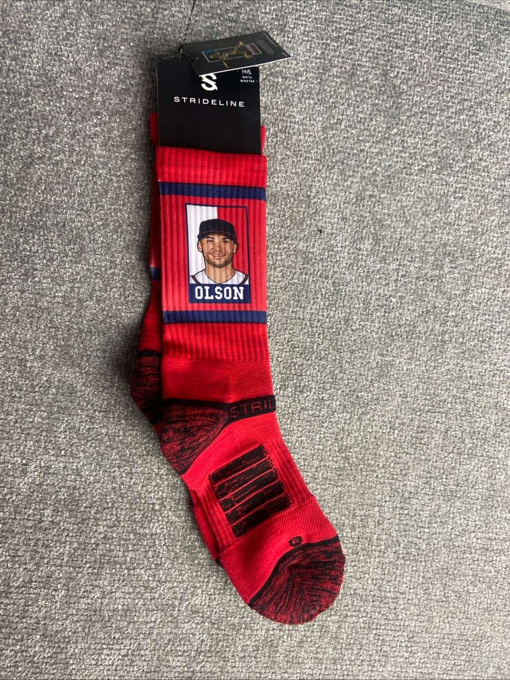 Strideline Olson Red Athletic Crew Socks for Men